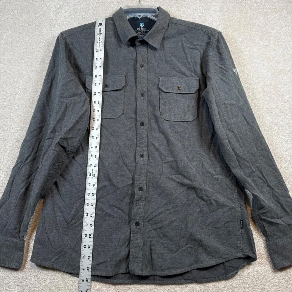 Kuhl Button Down Shirt Mens Large Grey‎ Long Sleeve Cotton Tencel Outdoor Pocket